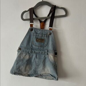 No Name Blue Kids Overalls with Brown Accents